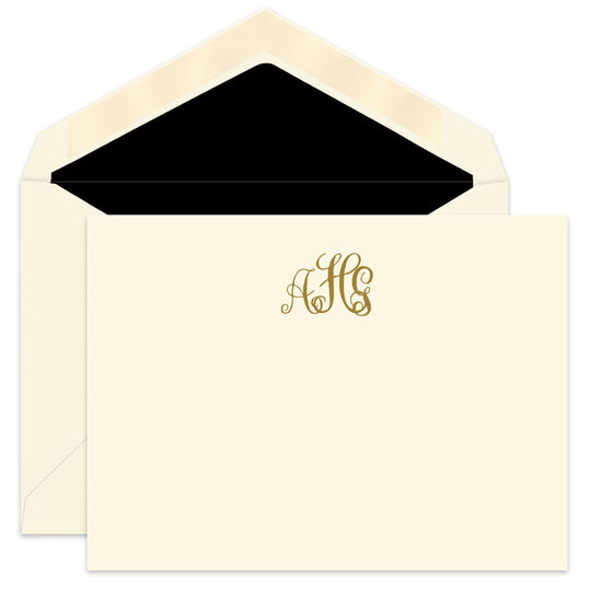 Crowned Monogram Flat Note Cards